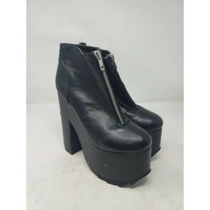 Dolls Kill YRU Size 9 Nightmare Black Chunky Platform Zip Boot Combat Goth Ankle